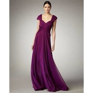 Tadashi Shoji NEW Purple Ruched Gown Size 14